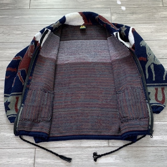 Tejidos Ruminahui Vintage Alpaca Wool Western Cowboy Horse Hooded Sweater Jacket - Picture 12 of 14